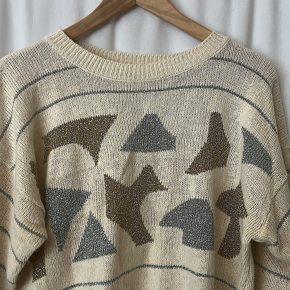 Parrinello Vintage Cream Silk/Rabbit Angora Sweater Shirt Top **Size L** 🌸🌸 - Picture 3 of 4